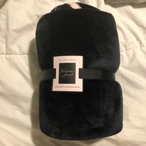 Victoria’s Secret Plush Black & Pink Blanket
